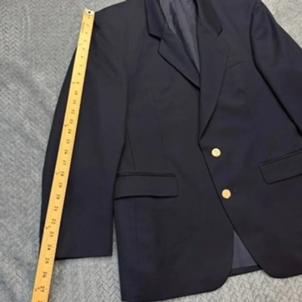 J.G. Chappel Blazer Mens 40R Navy Blue Solid Wool Vintage Made in England